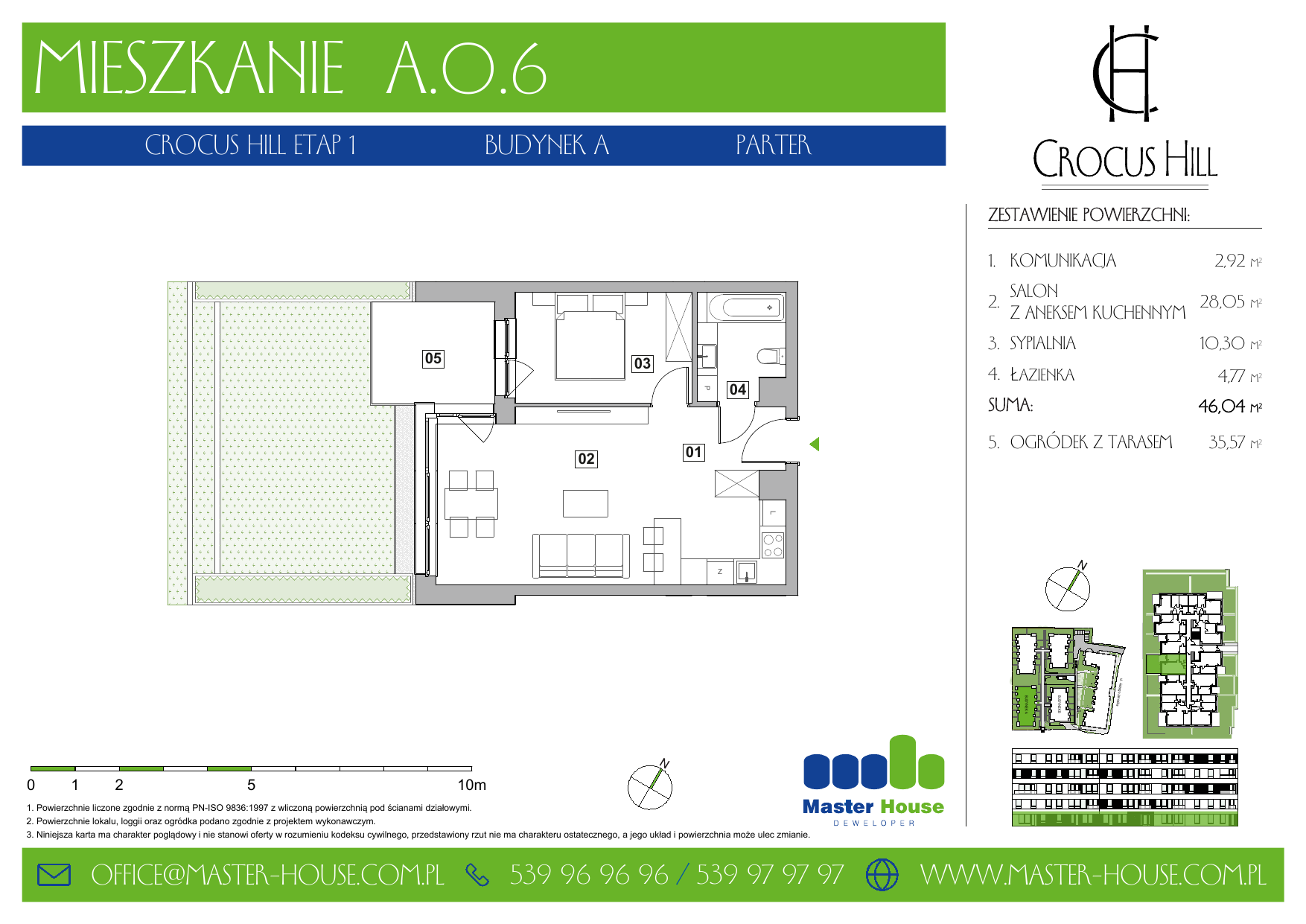 Mieszkanie 46,04 m², parter, oferta nr A.0.6, Crocus Hill, Szczecin, Śródmieście, ul. Jerzego Janosika 2, 2A, 3, 3A-idx